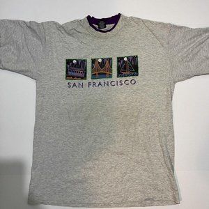 Vintage 90s San Francisco Skyline  Tee Size L Purple USA